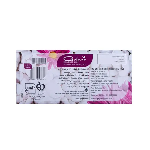 دستمال کاغذی 100 برگ دو لایه گلپر